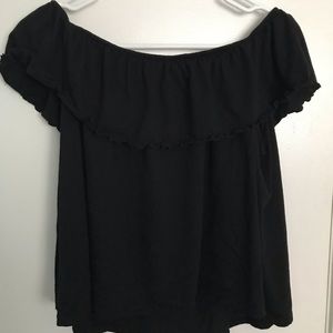 Black ruffle top